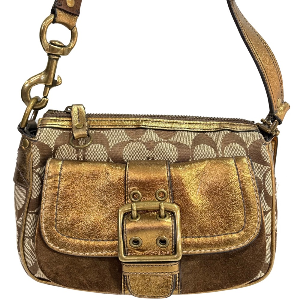 Coach 1495 Special Edition Bronze Signature Logo Shoulder Bag Vintage 2004